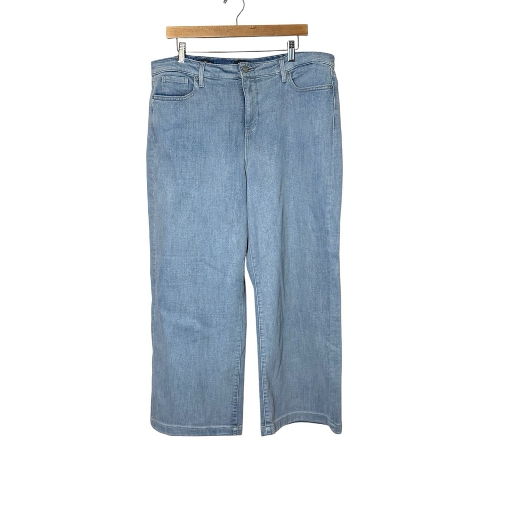 NYDJ Teresa Ankle‎ Wide Leg Jeans Women's 16 LiftXTuck Denim Stretch Light Wash